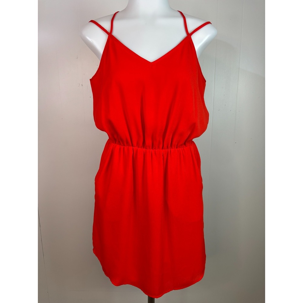 Banana Republic Dress 2 Red Strappy Elastic Waist Sleeveless Pockets Holiday
